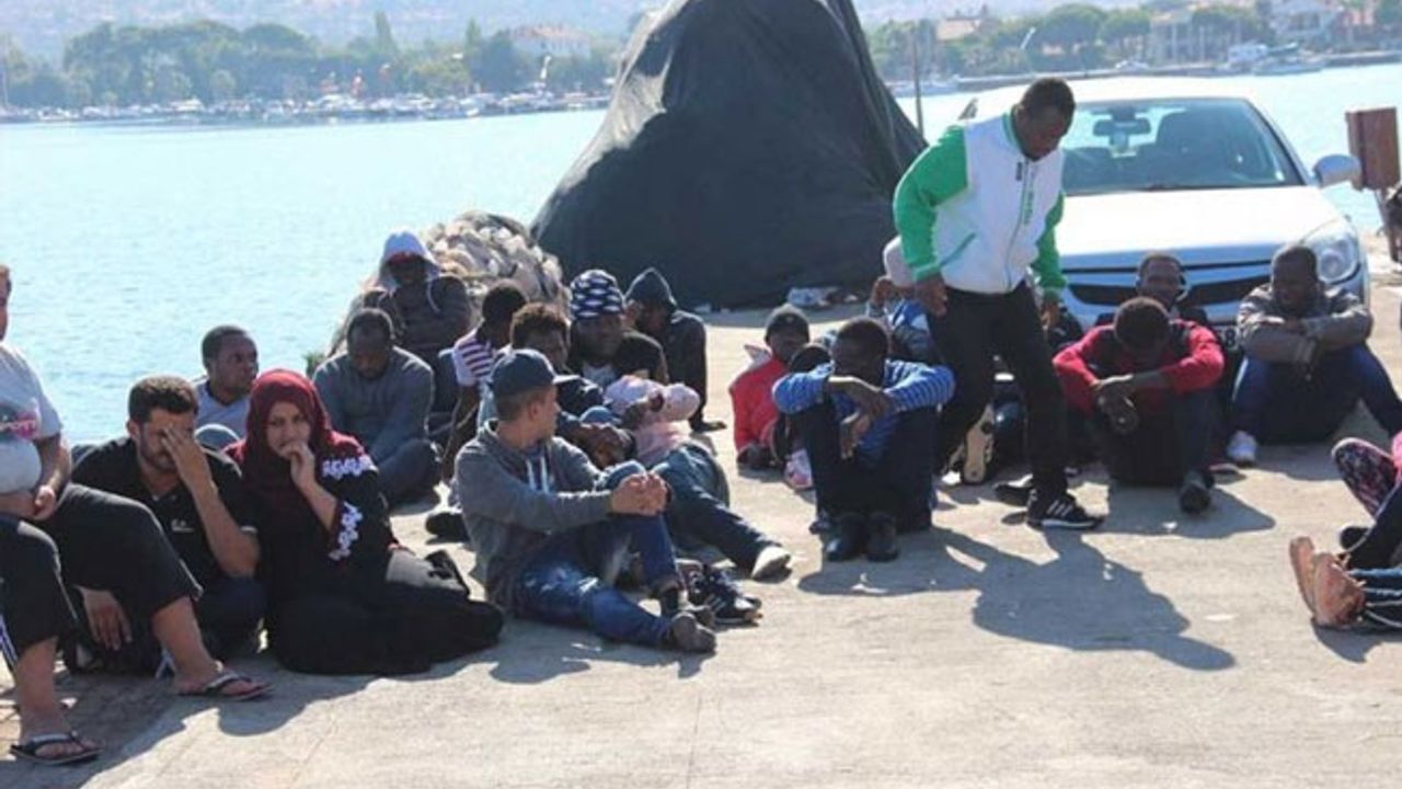 Foça'da çok sayıda göçmen gözaltına alındı
