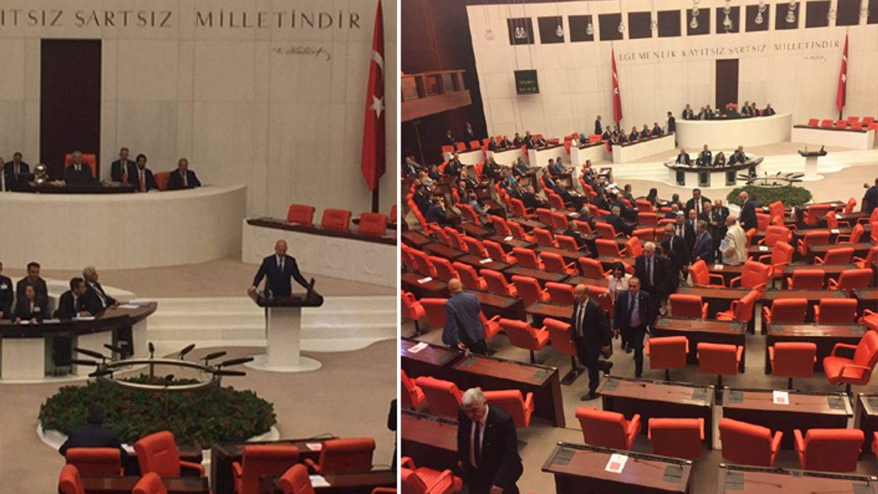 Bakan Soylu yemin ederken, CHP'li vekiller salonu terk etti