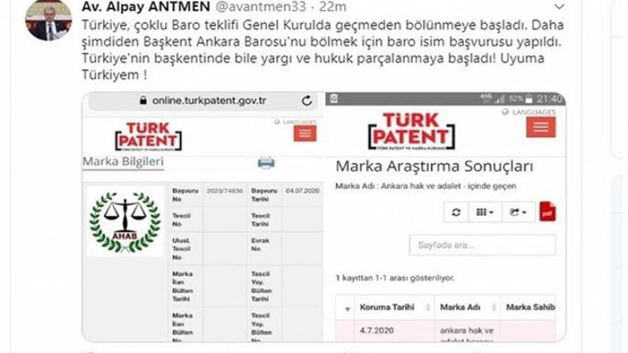 Teklif yasalaşmadan Ankara’da yeni baro için isim başvurusu yapıldı