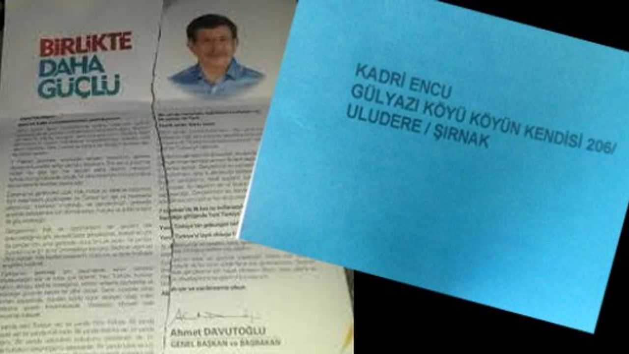 AKP şimdi de Roboskili ailelere mektup göndererek oy istedi!
