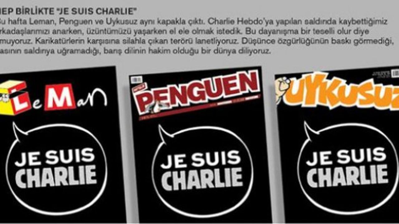 Leman, Penguen ve Uykusuz'dan Charlie Hebdo için ortak kapak