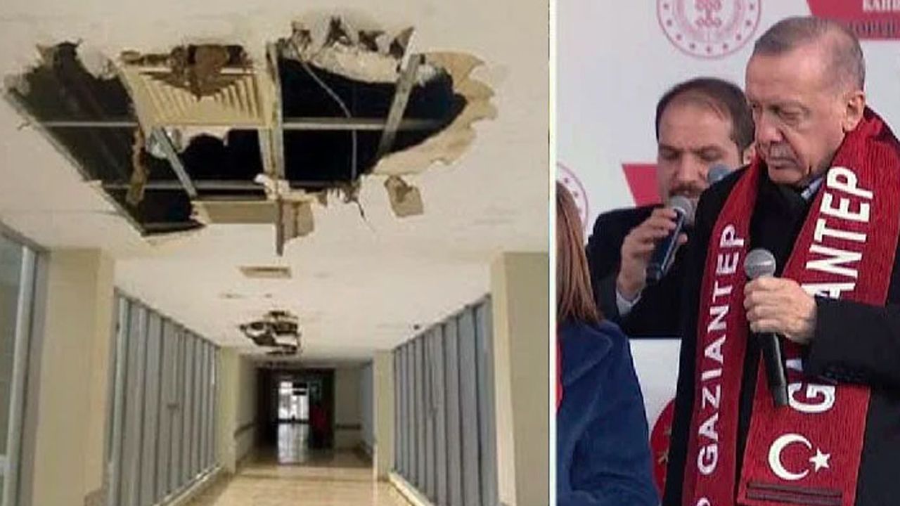 Erdoğan'ın 1 ay önce açılışını yaptığı çocuk hastanesinin tavanı çöktü!