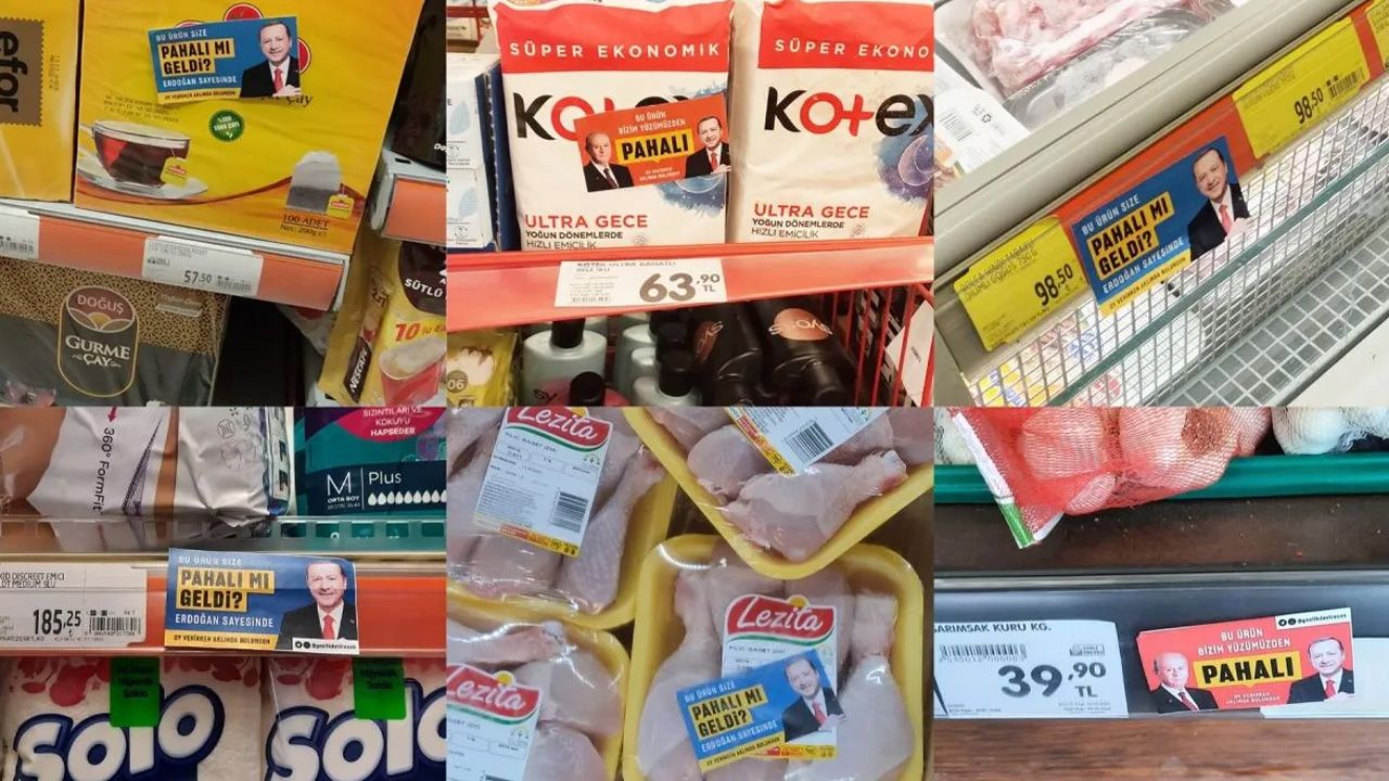 Market rafında Erdoğan'lı etiket