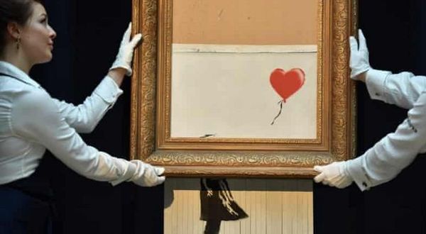 Banksy'nin müzayede sonunda 'parçalanan' eseri yeniden açık artırmayla satılacak