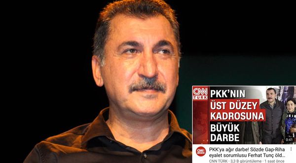 CNN Türk 'PKK'li öldürüldü' haberinde sanatçı Ferhat Tunç'un fotoğrafını kullandı