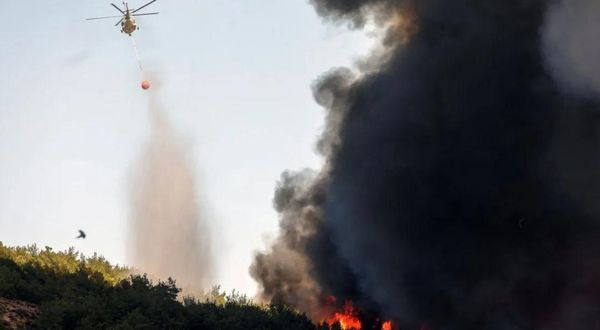 Midilli Adası'ndaki orman yangını evlere sıçradı