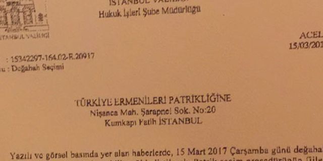 İstanbul Valiliği’nden patrik seçimine müdahale