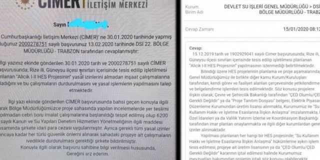 Cumhurbaşkanı Erdoğan'ın köylülerine CİMER'den "HES hukuksuz" yazısı