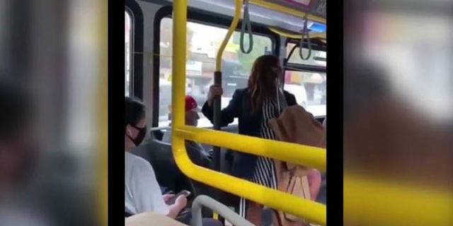 Otobüste maske kavgası, yüzüne tüküren kadını iterek otobüsten attı