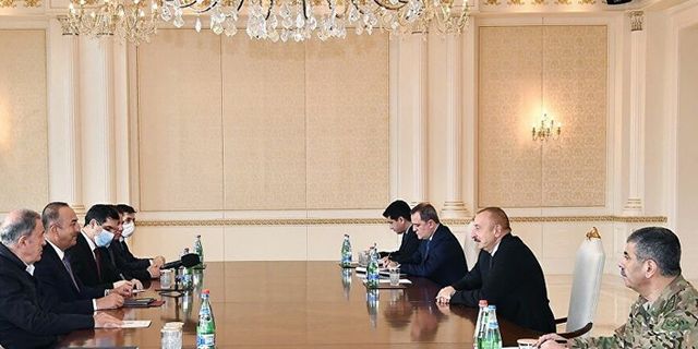 Aliyev, Çavuşoğlu ve Akar'la bir araya geldi