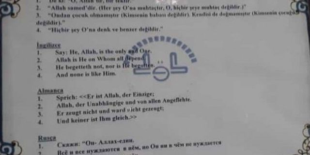Kürtçe ayet meali cami tabelasından silindi