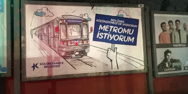 Yatırım programına alınmayan metro hattı için afişli tepki