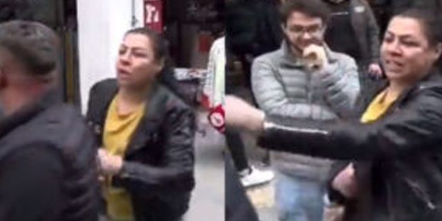 Sokak röportajında "Erdoğan" diyen kocasını tokatladı