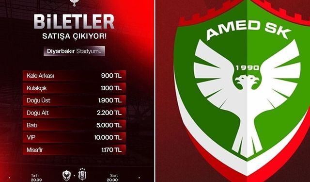 Amedspor Beşiktaş maçı biletleri satışa çıkıyor