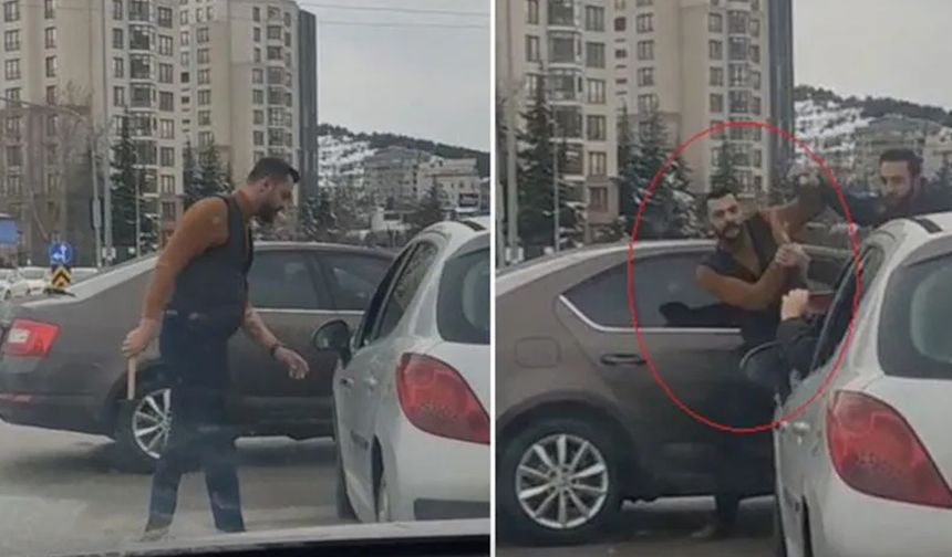 Ankara’da kırmızı ışıkta geçtiği için kendisini uyaran sürücüye çekiçle saldırdı